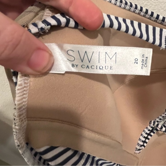 Cacique Chico’s blue and white stripe swimsuit new without tags size 20 - Picture 11 of 15